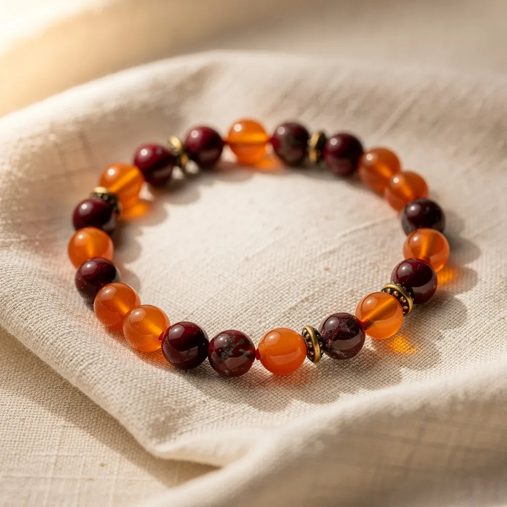 Mesh Aries Rashi Band red jasper carnelian — hero product shot | Salico