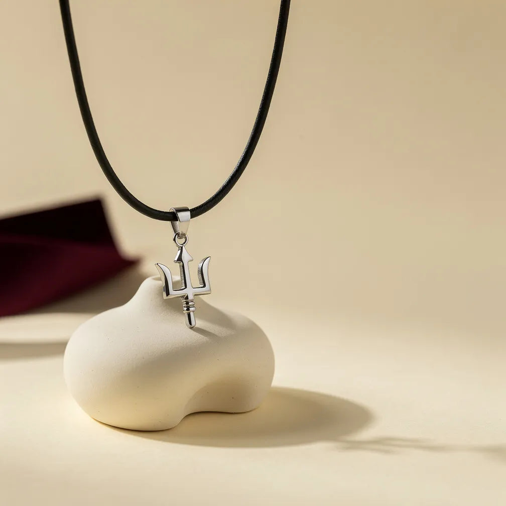 Trishul Pendant — size and cord detail | Salico