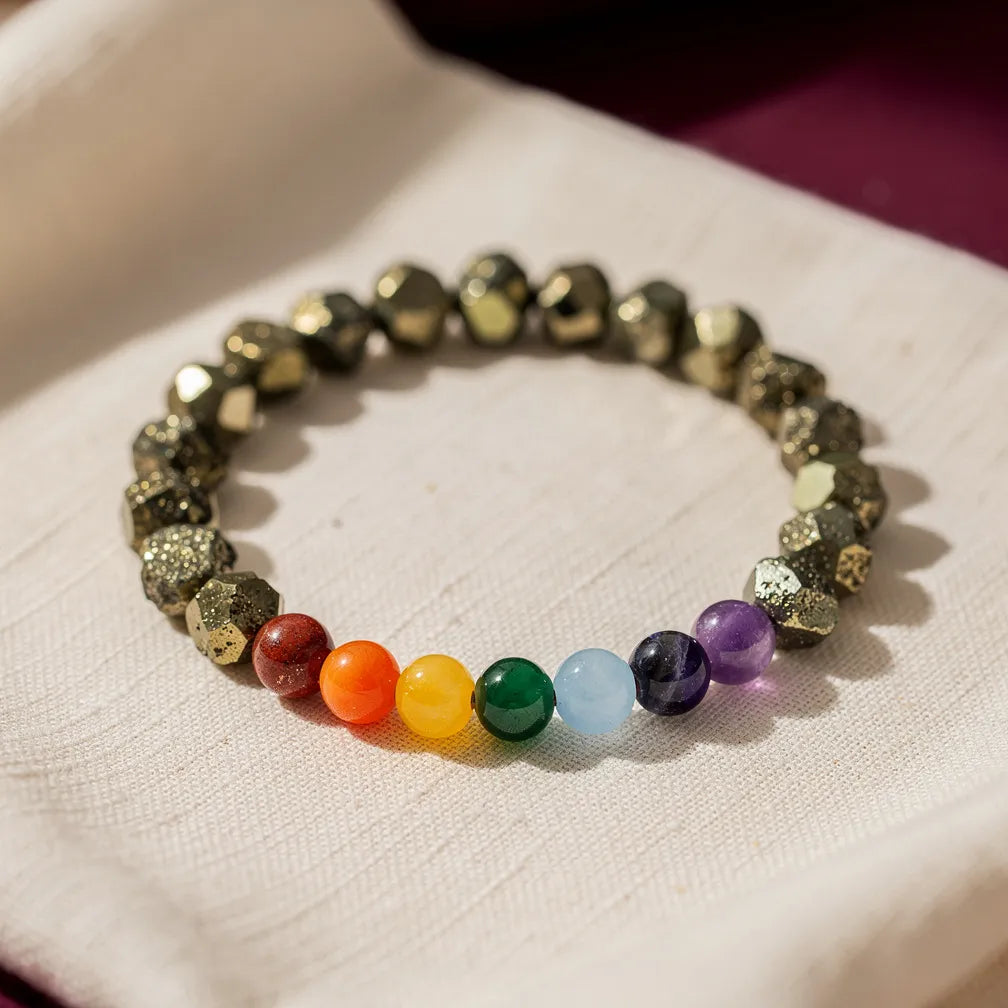 Pyrite Seven Chakra Band — hero product shot | Salico