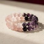 Dreamy Duo rose quartz and amethyst set — hero product shot | Salico