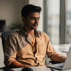 Saat Mukhi Rudraksha Pendant worn at work — lifestyle | Salico
