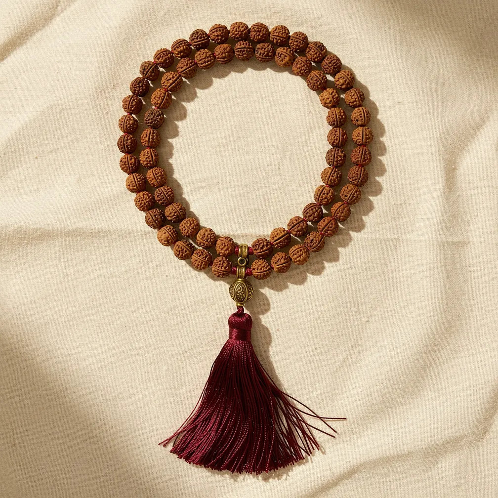 Panch Mukhi Rudraksha Mala 108+1 beads — hero product shot | Salico