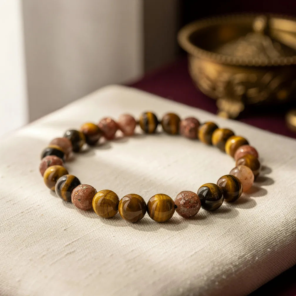 Simha Leo Rashi Band tiger eye sunstone — hero product shot | Salico