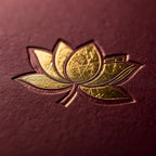 Gold foil lotus emblem close-up | Salico