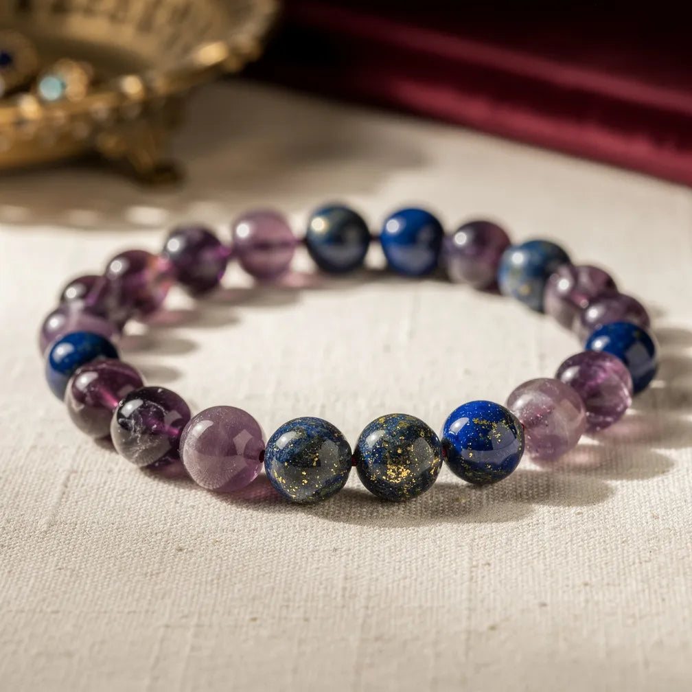 Kumbh Aquarius Rashi Band amethyst lapis — hero product shot | Salico