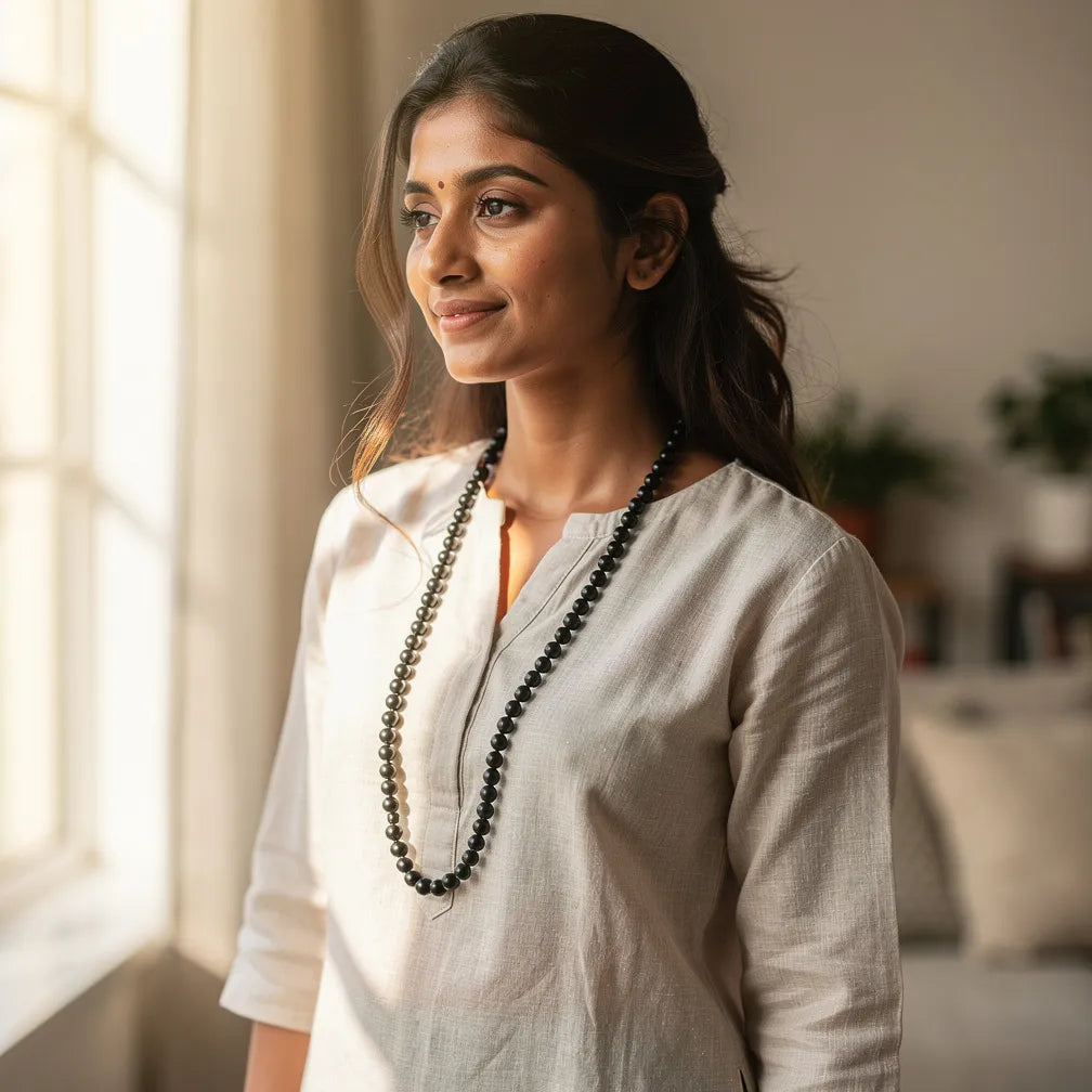 Karungali Mala worn in the morning — lifestyle | Salico