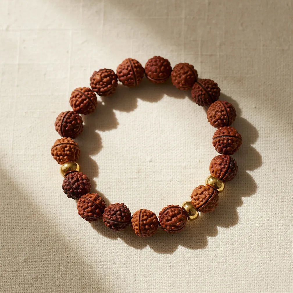 Golden Aura Rudraksha Bracelet — hero product shot | Salico