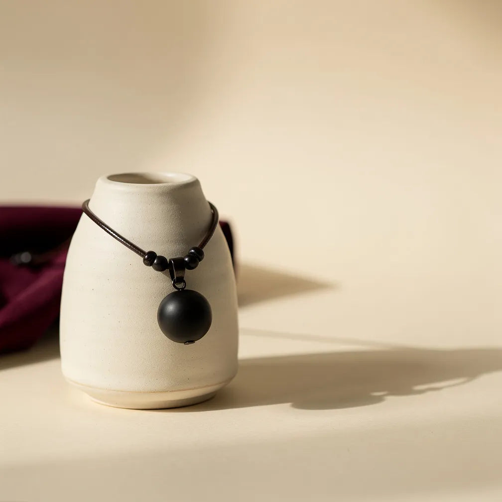 Karungali Minimal Pendant — size and cord detail | Salico