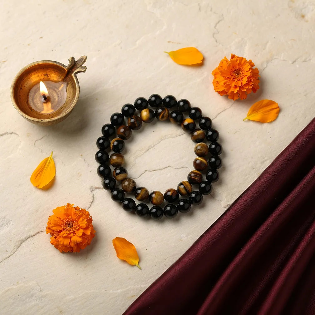 Power Trio with diya and marigold — ritual flat-lay | Salico