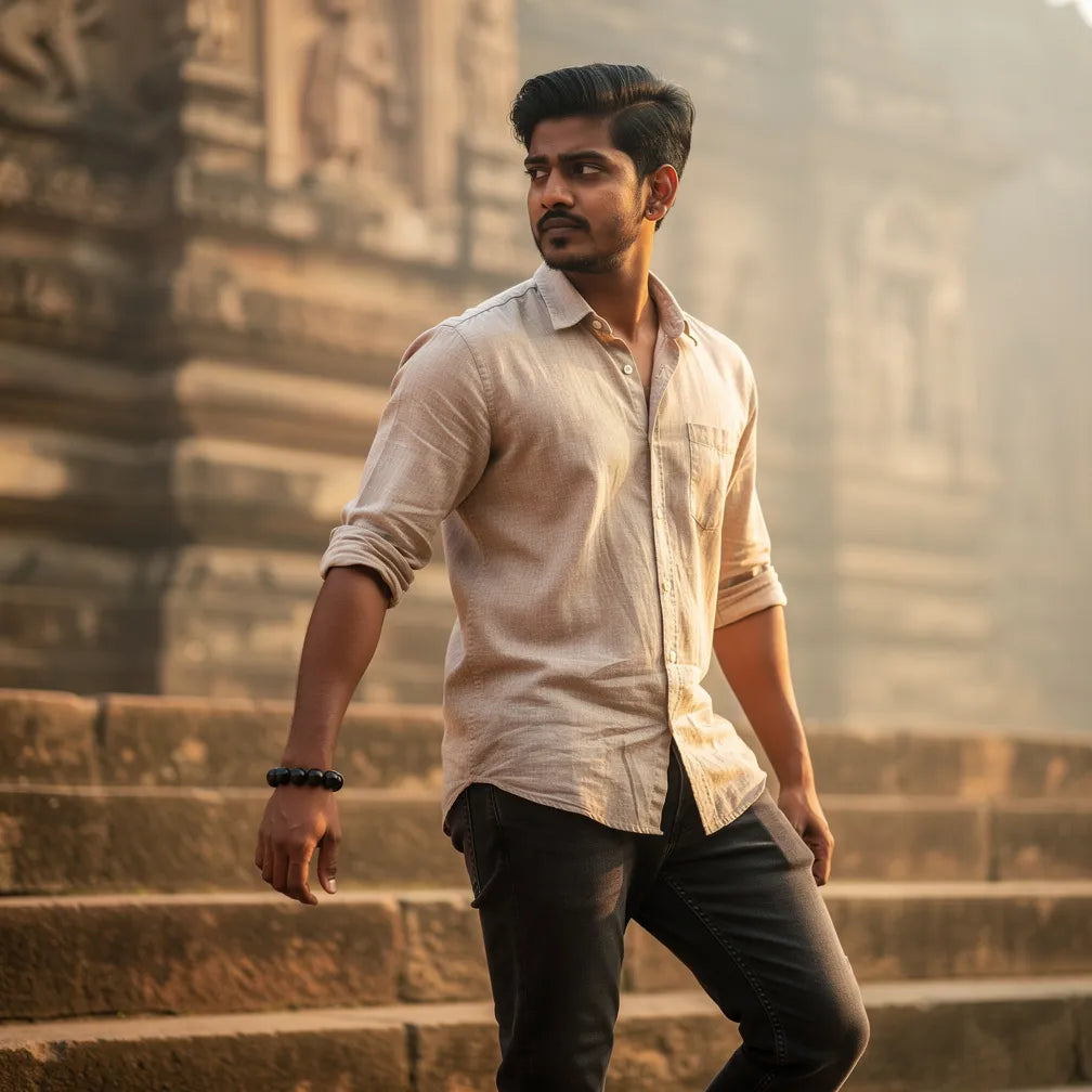 Karungali Classic Bracelet at temple steps — lifestyle | Salico