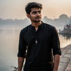 Trishul Pendant at dawn by the river — lifestyle | Salico