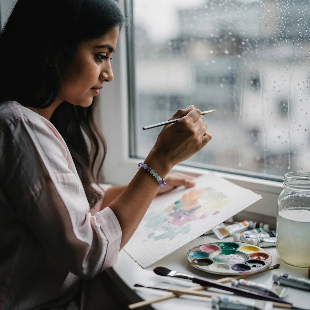 Meen Rashi Band while painting — lifestyle | Salico
