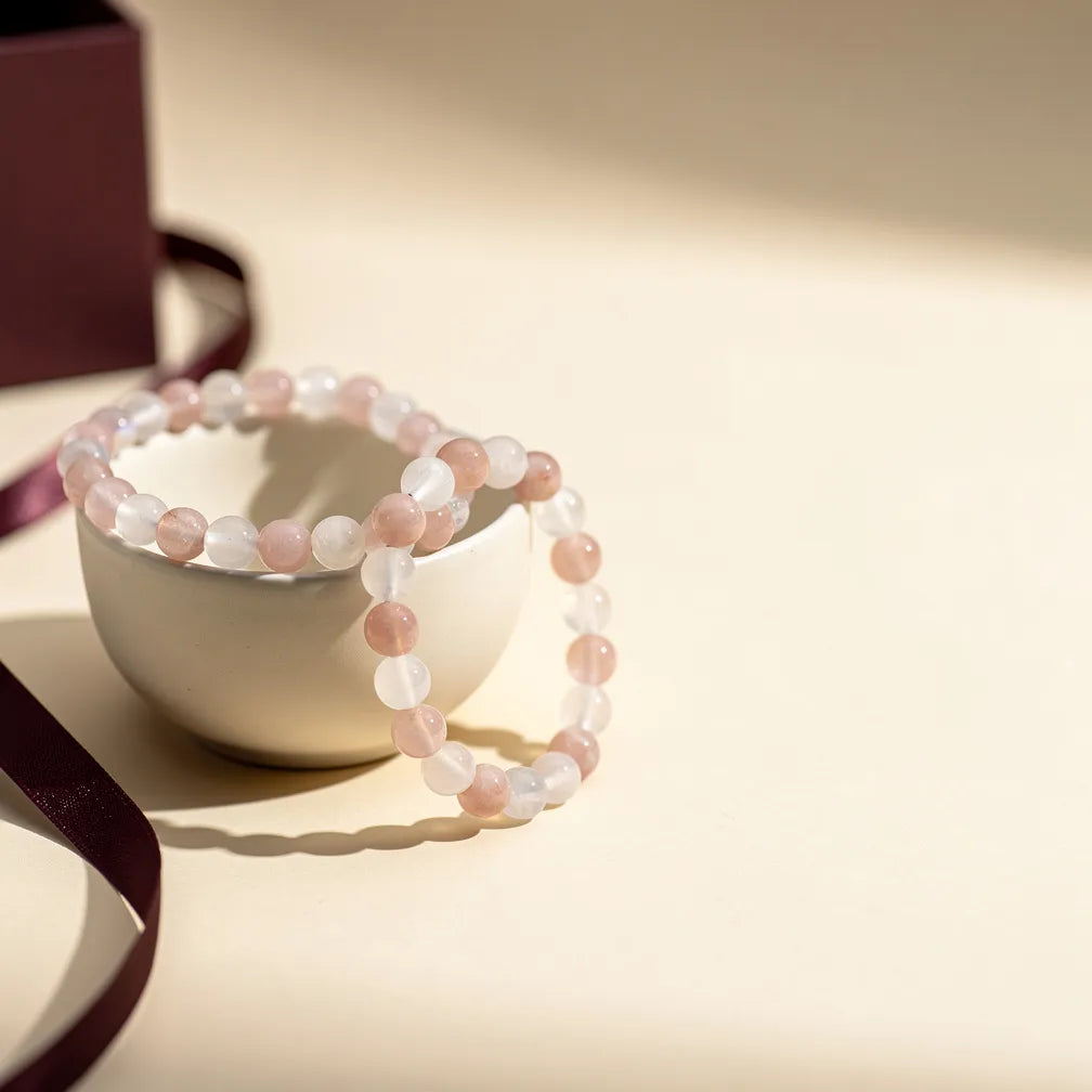 Moonstone Rose Quartz Duo — size and finish detail | Salico