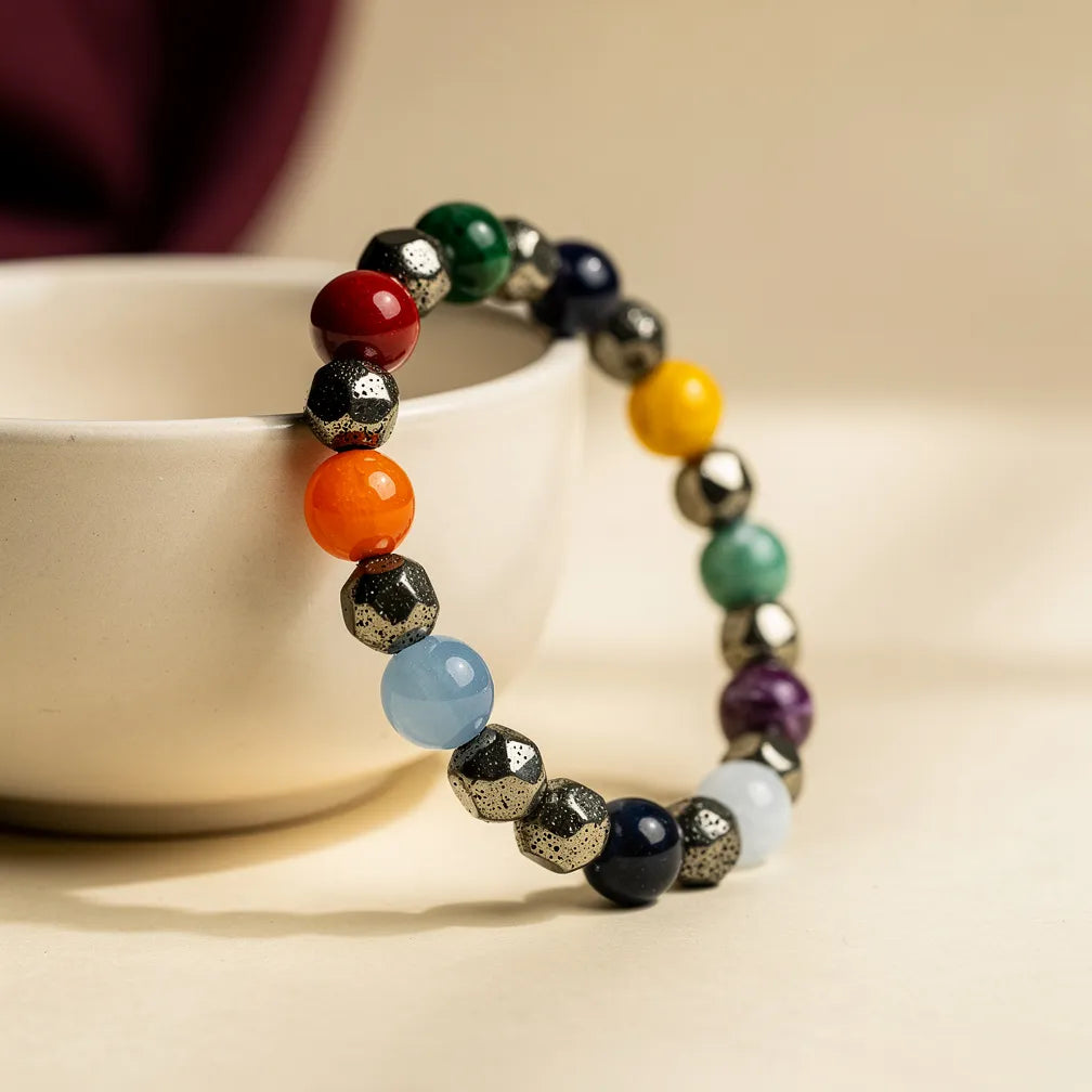 Pyrite Seven Chakra Band — size and finish detail | Salico