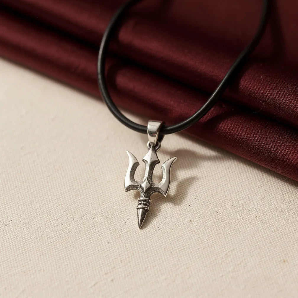 Trishul Pendant silver-plated — hero product shot | Salico