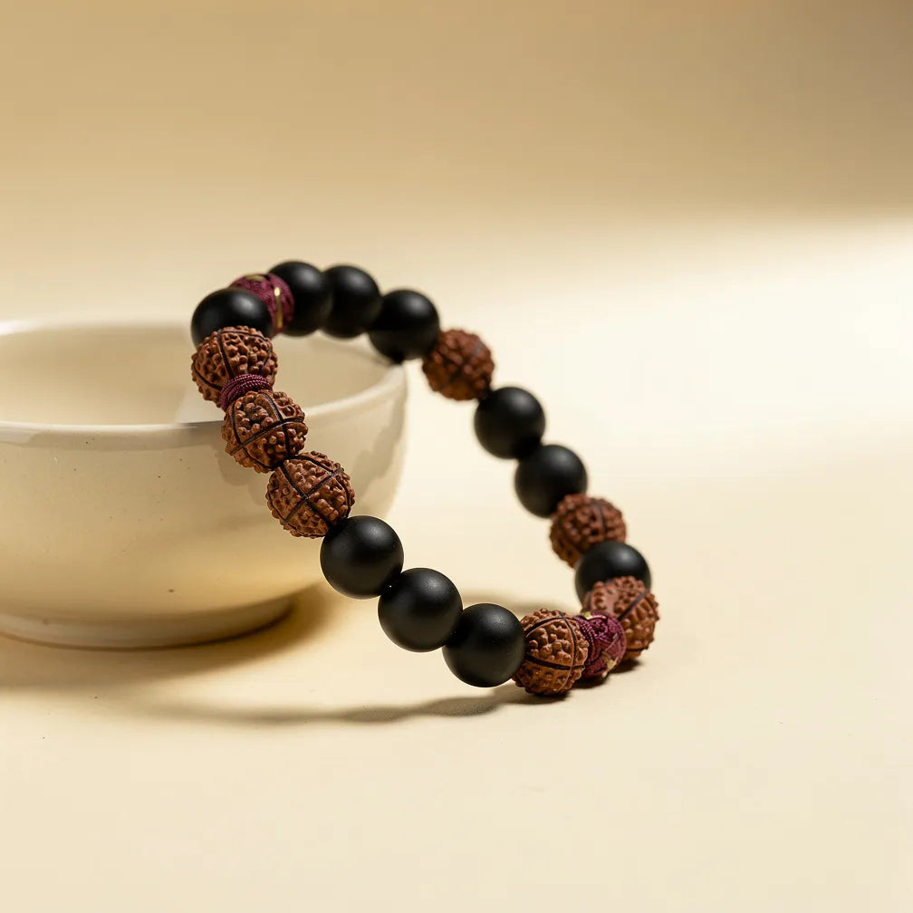 Karungali × Rudraksha Band — size and finish detail | Salico