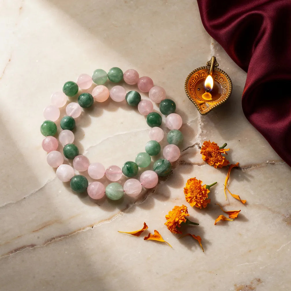 Vrishabh Rashi Band with diya — ritual flat-lay | Salico