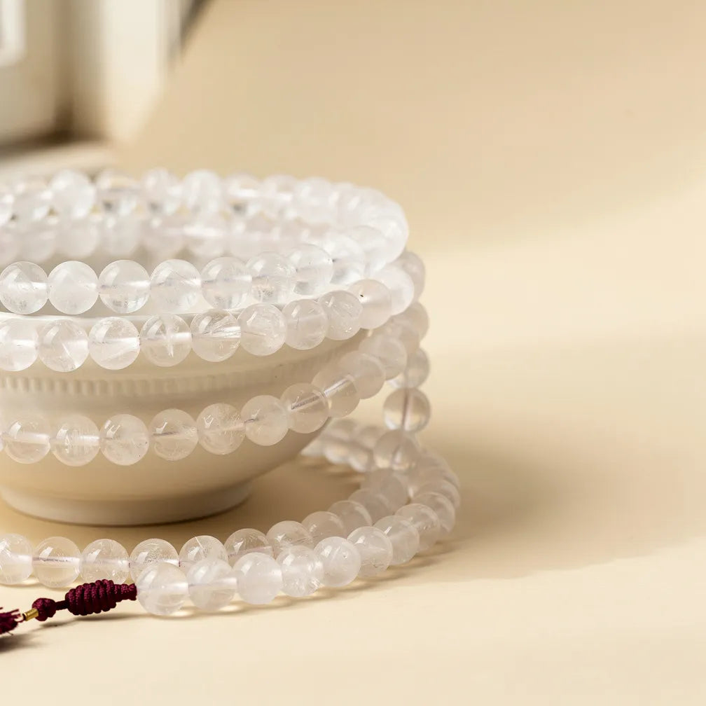 Sphatik Mala — size, cord and finish detail | Salico