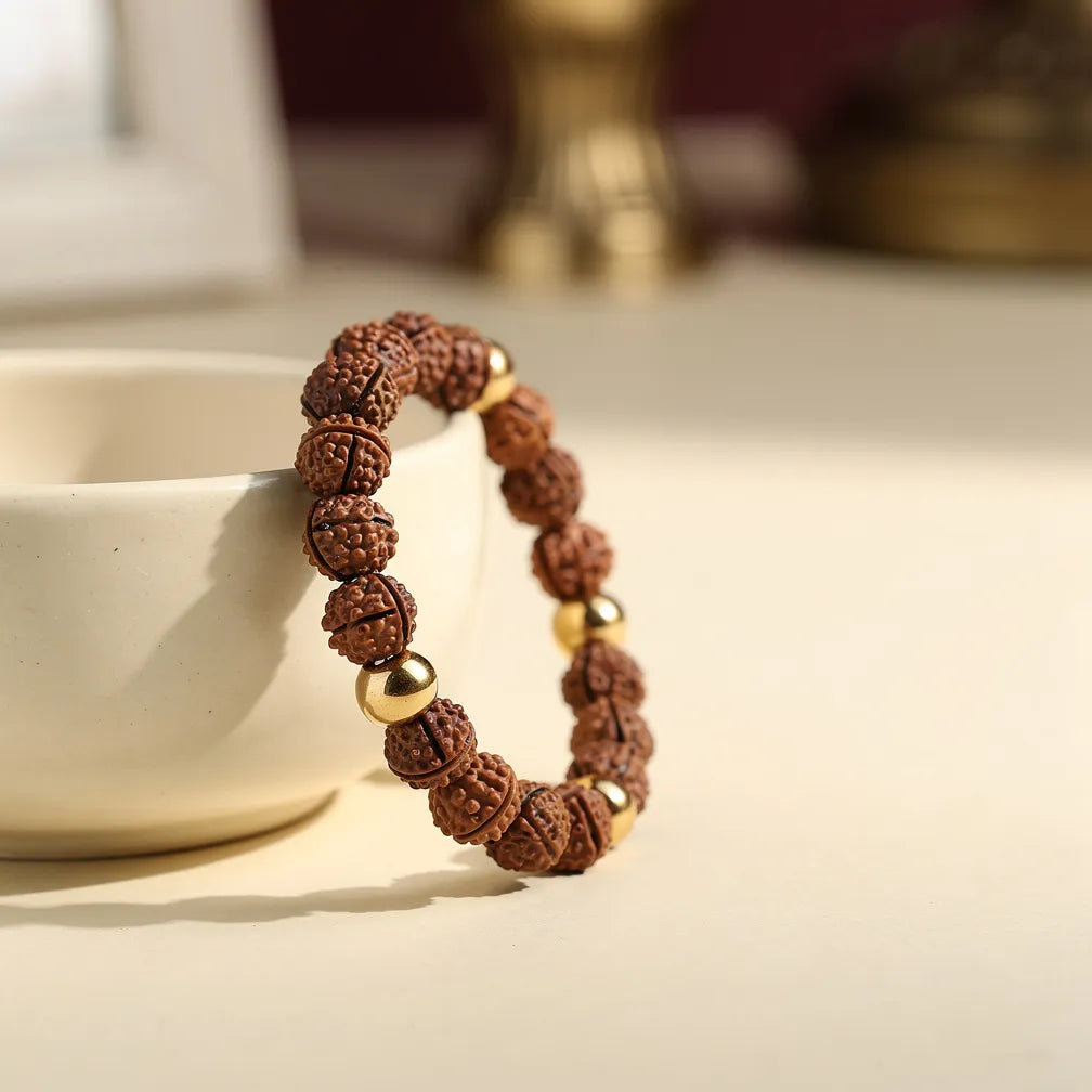 Golden Aura Rudraksha Bracelet — size, cord and finish detail | Salico