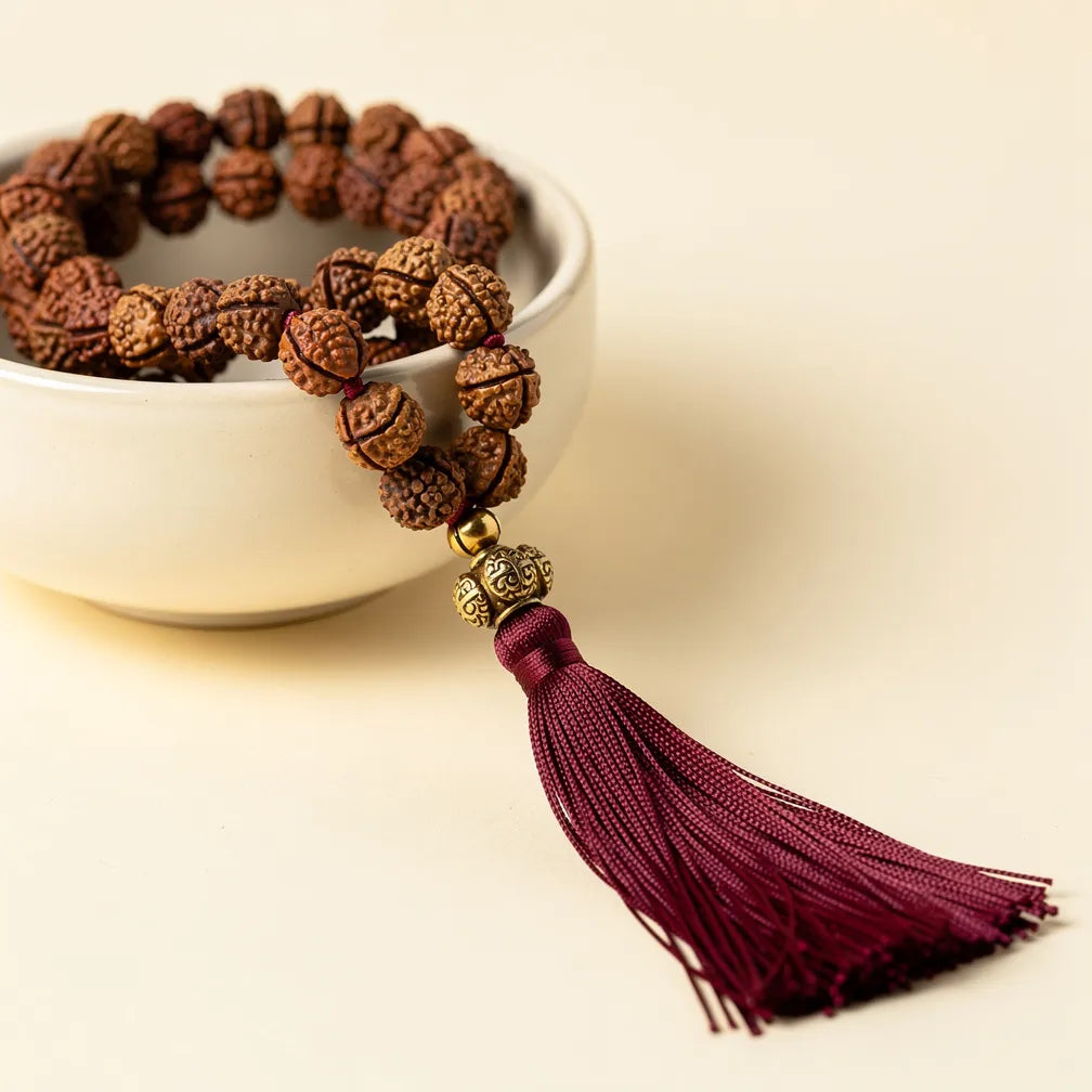 Panch Mukhi Rudraksha Mala — size, cord and finish detail | Salico